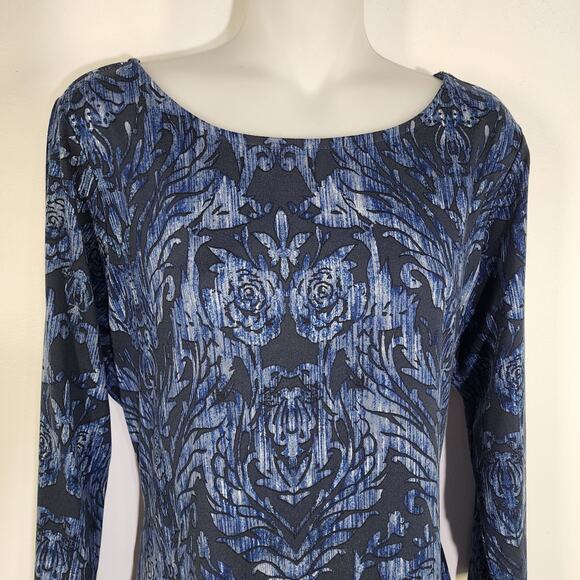 Belle by Kim Gravel Womens Tie Front Print Knit Top Size Large Blue Knit A372048 - Picture 3 of 11